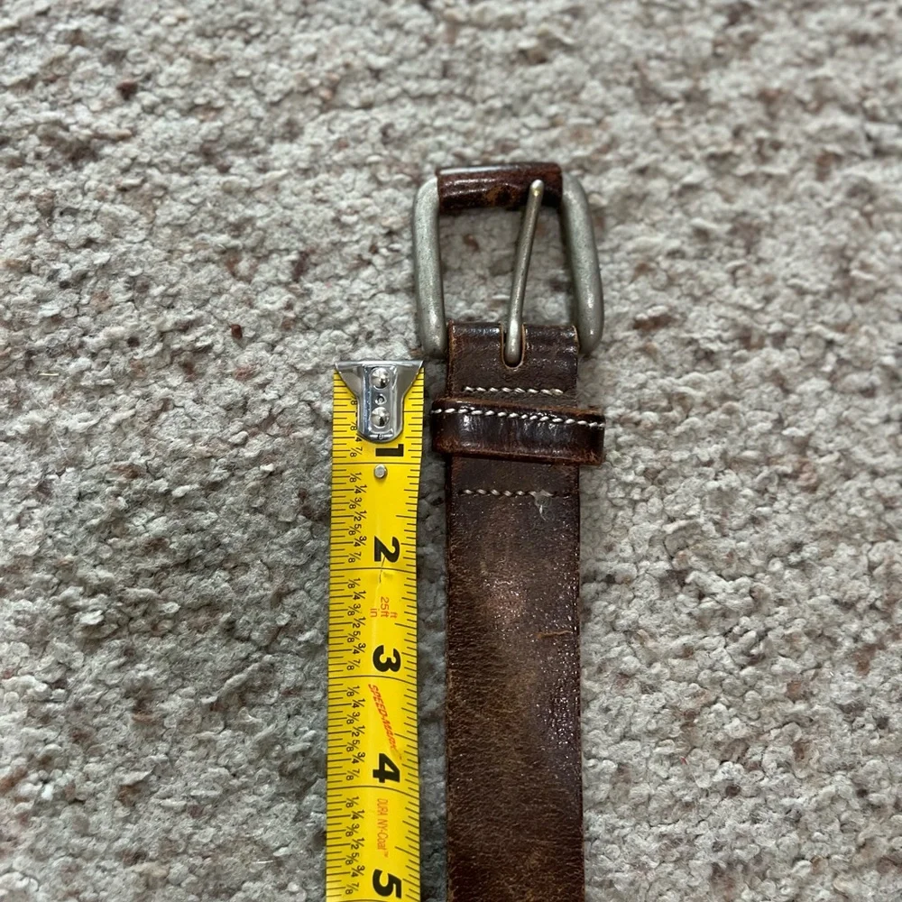 Men supper Distressed brown leather belt  Work Rugged Utility Grunge medium‎